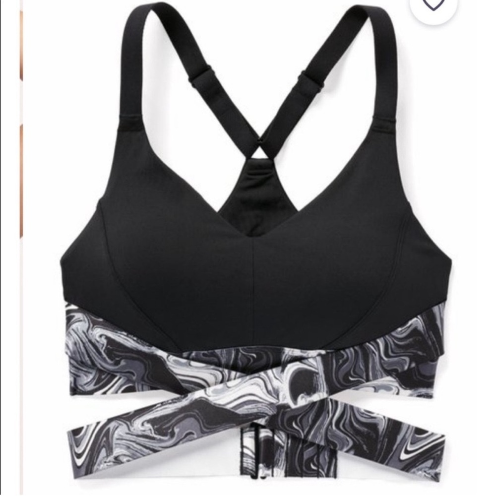 NWT Adore Me Mavin Contour Sports Bra Large Black Marble Adjustable Racerback - Picture 2 of 5